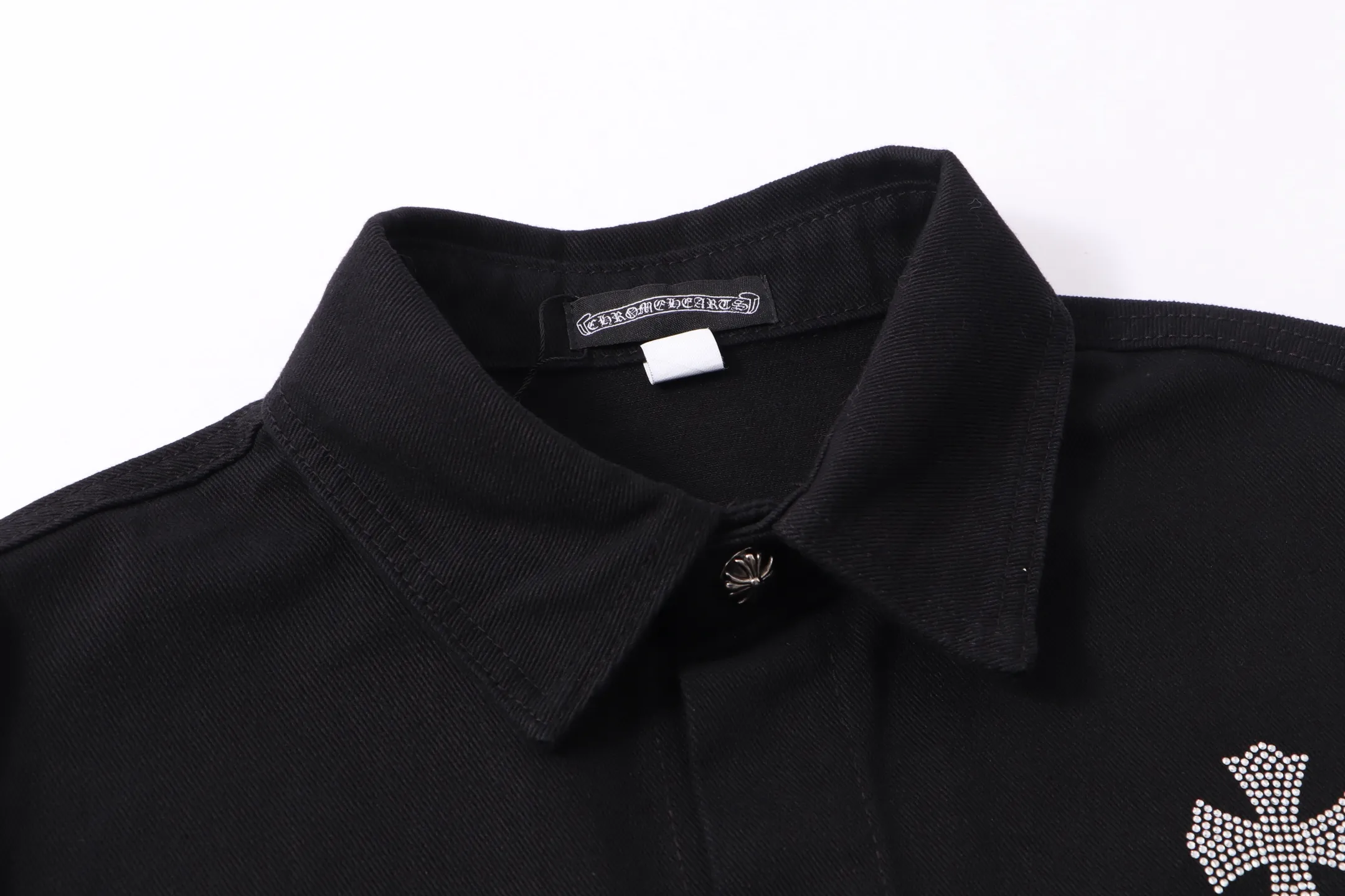 P370 Chrome Hearts Chrome Hearts Horseshoe Cross Shirt Denim Jacket Color: Black Size: M L XL XXL XXXL